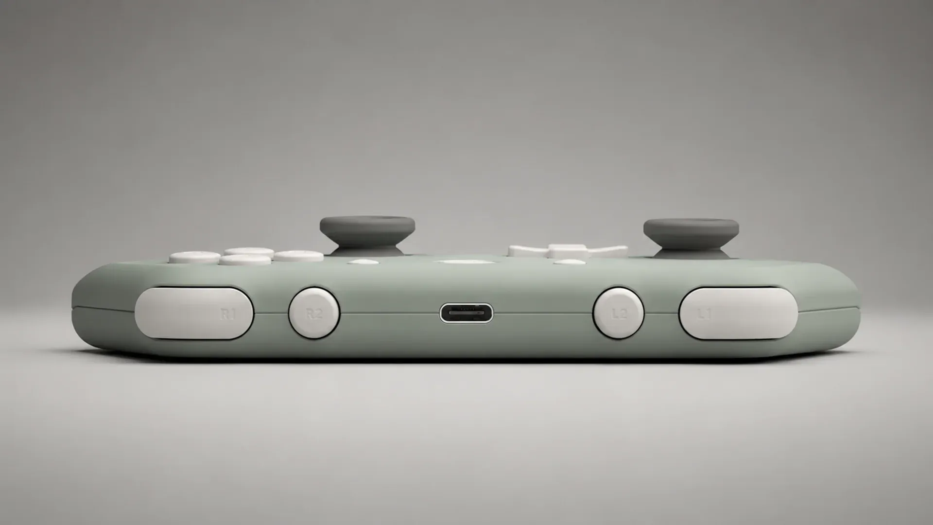 KiteGo controller top view showing charging port and shoulder buttons
