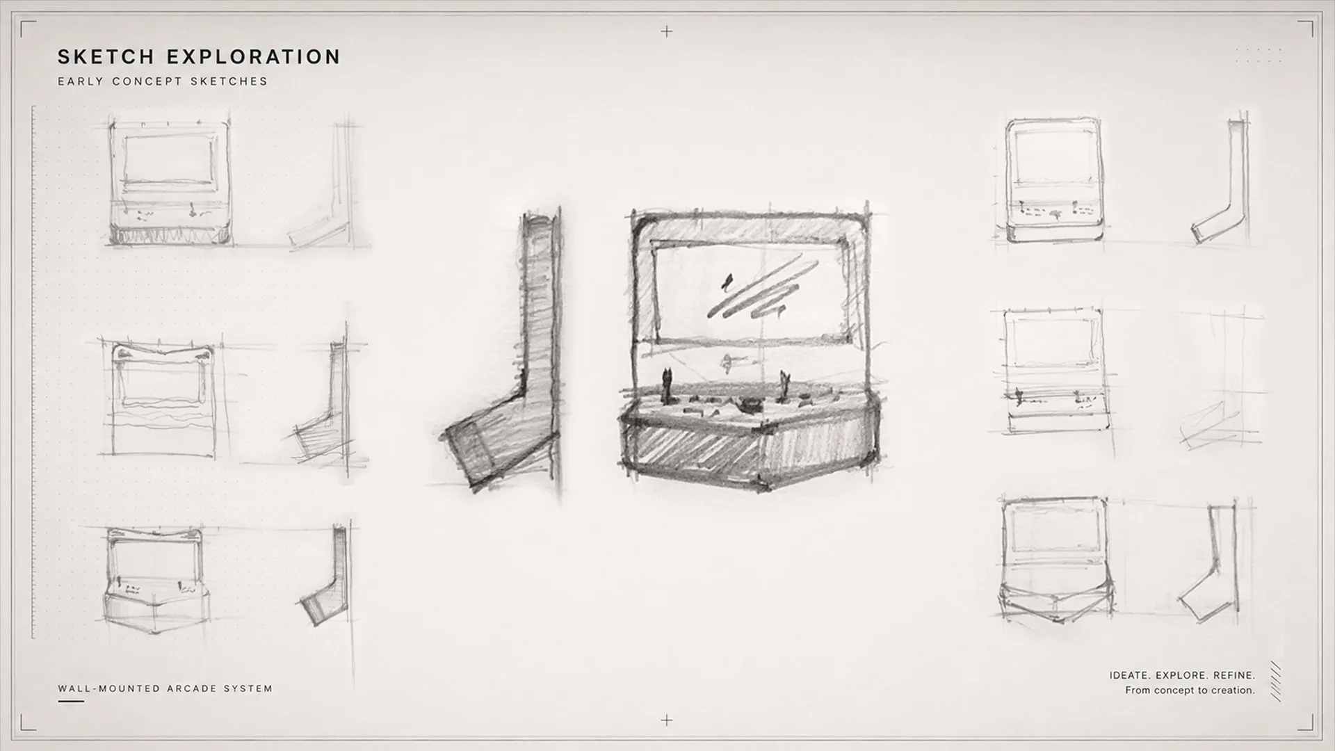 Playwall arcade design sketches and concept exploration